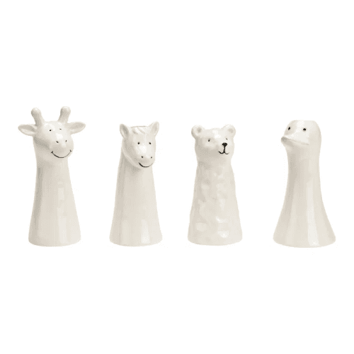 Set de 4 Mini Floreros de Cerámica con Animales